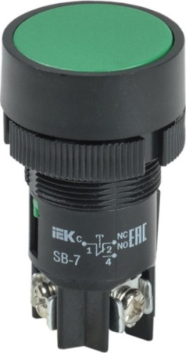 Кнопка IEK SB-7 "Пуск" 1з+1р d=22мм/240В зеленая BBT40-SB7-K06