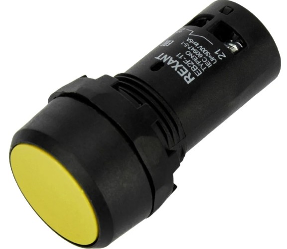 Кнопка REXANT 36-5532 (уп. 10 штук ) EB22 возвратная желтая NO+NC 300 В 36-5532
