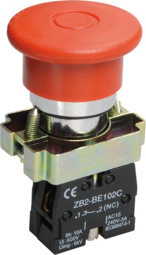 Кнопка управления IEK LAY5-BT42 "Грибок" аварийная с фиксацией BBG80-BT-K04