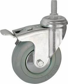 Колесная опора аппаратная LONGWAY SCtgb93 поворотная, с тормозом, болт 12 мм, D-75 мм 01230570