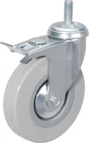 Колесная опора аппаратная MFK-TORG SCTGB93 серая резина болт. крепление с тормозом 8064075M