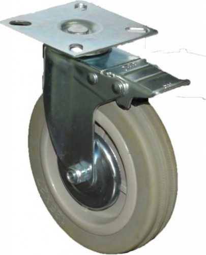 Колесная опора аппаратная MFK-TORG SCGB93 серая мягкая резина поворотное с тормозом 75мм 5054075М