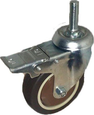 Колесная опора аппаратная MFK-TORG SCTGB93Д мягкая резина болт. крепление с тормозом М10 75 мм 7064075