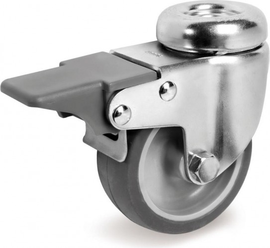 Колесная опора аппаратная TELLURE ROTA 387 201 поворотная с тормозом, диаметр 50мм, серая резина 387201