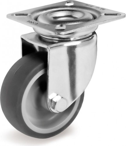 Колесная опора аппаратная TELLURE ROTA 384 203 поворотная, диаметр 80мм, серая резина 384203