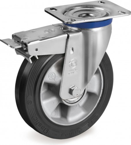 Колесная опора большегрузная TELLURE ROTA 727706 поворотная с тормозом, 200 мм, 500 кг