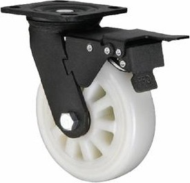 Колесная опора большегрузная LONGWAY SCnyb 63 поворотная с тормозом, нейлон, D-150 мм