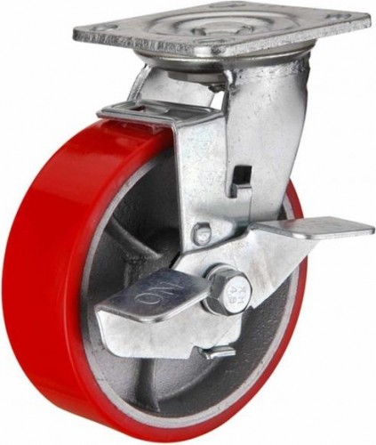 Колесная опора большегрузная MFK-TORG Medium 1044125 M полиуретан, поворотное с тормозом 125 мм 1044125 M