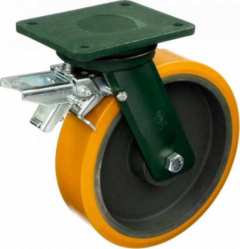 Колесная опора большегрузная TELLURE ROTA 648516 поворотная с задним тормозом, 200 мм, 1600 кг - изображение 5