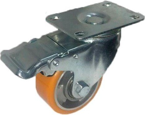 Колесная опора большегрузная MFK-TORG 4324075 AL полиуретан, поворотное с тормозом  75 мм