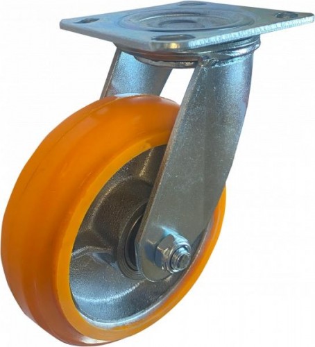 Колесная опора большегрузная MFK-TORG 125 мм желтый полиуретан, поворот.  4243125