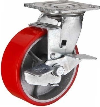 Колесная опора большегрузная MFK-TORG SCPB80 1044200 полиуретан, поворотное с тормозом 200 мм 1044200