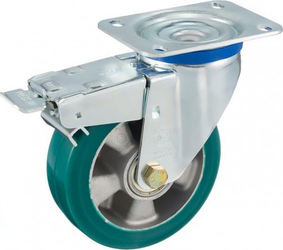 Колесная опора большегрузная TELLURE ROTA 627404 поворотная с тормозом, 160 мм, 500 кг