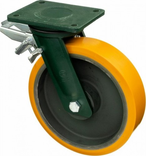 Колесная опора большегрузная TELLURE ROTA 648516 поворотная с задним тормозом, 200 мм, 1600 кг - изображение 3