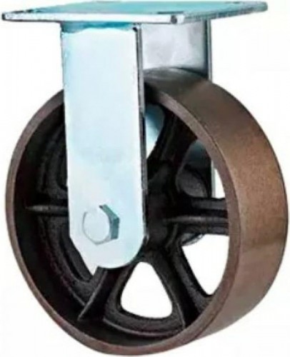 Колесная опора большегрузная TOR FCs 46 чугунное без резины 100 мм (неповорот., площадка, темн. обод.) 1027224