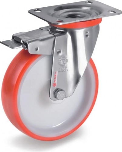 Колесная опора большегрузная TELLURE ROTA 606711 поворотная с тормозом, 150 мм, 300 кг