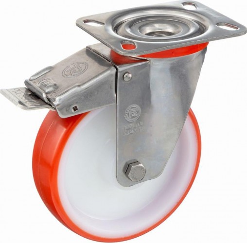 Колесная опора большегрузная TELLURE ROTA 606602 поворотная с тормозом, 100 мм, 170 кг