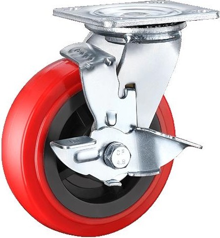 Колесная опора большегрузная MFK-TORG SCpnb80 полиуретан, обод нейлон, поворот., с тормозом 200м 62024200