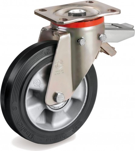 Колесная опора большегрузная TELLURE ROTA 727206 поворотная с задним тормозом, 200 мм, 500 кг