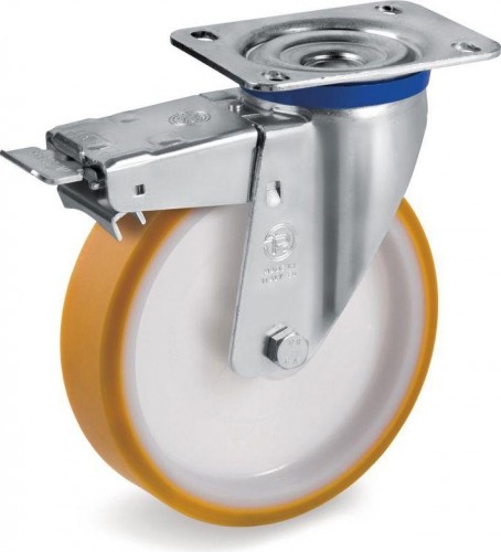 Колесная опора большегрузная TELLURE ROTA 669206 поворотная с тормозом, 200 мм, 500 кг