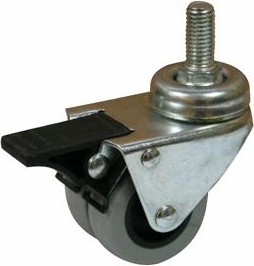 Колесная опора мебельная LONGWAY SCtndb 25 поворотная с тормозом, нейлон, болт 12 мм, D-50 мм 01131020