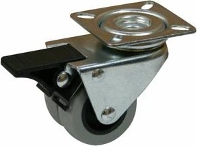 Колесная опора мебельная LONGWAY SCndp 25 поворотная, терморезина, сдвоенный ролик, D-50 мм