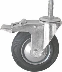 Колесная опора промышленная LONGWAY SCtb 55f поворотная, серая резина, болт 12 мм, D-125 мм