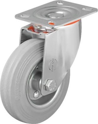 Колесная опора промышленная MFK-TORG EM01-SPRg-200 поворотная 200 мм серая резина