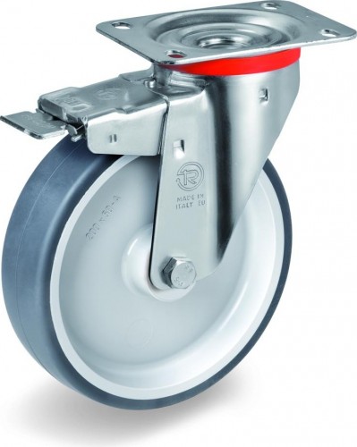 Колесная опора промышленная TELLURE ROTA 716 606 поворотная с тормозом, диаметр 200мм 716606