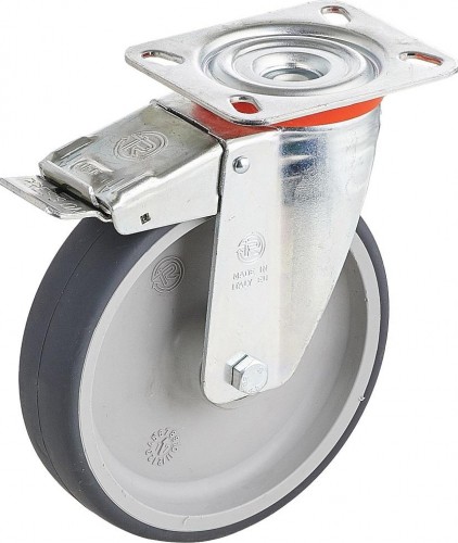 Колесная опора промышленная TELLURE ROTA 716 603 поворотная с тормозом, диаметр 125мм 716603