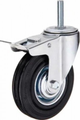 Колесная опора промышленная TOR SCtB 63 160 мм (болт, поворотн., тормоз, черн. рез., ролик 1027180