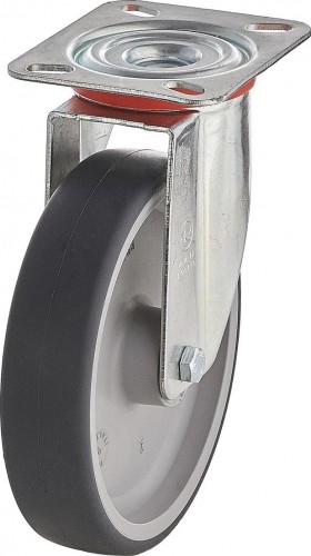 Колесная опора промышленная TELLURE ROTA 714 202 поворотная, диаметр 100мм, грузоподъемность 100кг, 714202