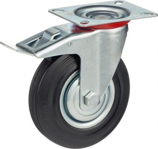 Колесная опора промышленная СТЕЛЛА-ТЕХНИК 4003-125 поворотная с тормозом, 125 мм, 100 кг