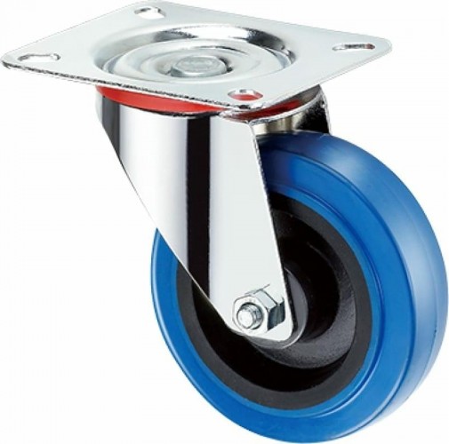 Колесная опора промышленная TOR SRCL 55 поворотное, платф. крепление, синяя резина д. 125  1024205