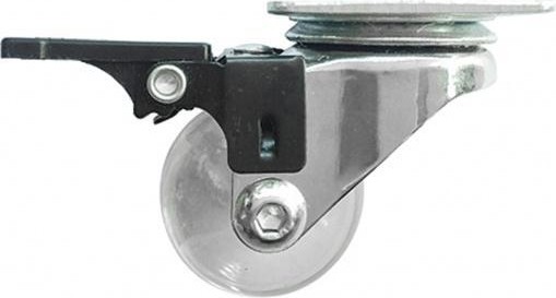 Колесная опора СИБРТЕХ d-35мм прозрачный полиуретан, поворотная с тормозом 68736