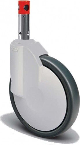 Колесная опора ударопрочная MFK-TORG ECH 03MBT 125 F R поворотная, красный штырь, с тормоз. 125 мм