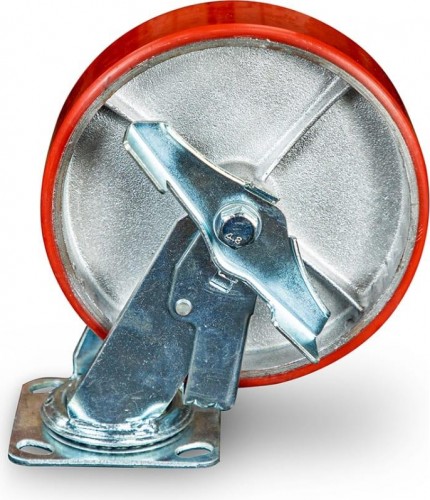 Колесо большегрузное TOR SCpb 80 полиуретан 200 мм (поворот., площадка, тормоз, рол 1024153