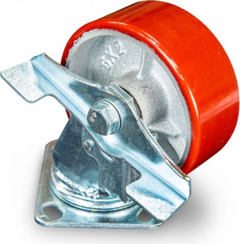 Колесо большегрузное TOR SCpb 55 полиуретан 125 мм (поворот., тормоз, площадка, рол 1024152