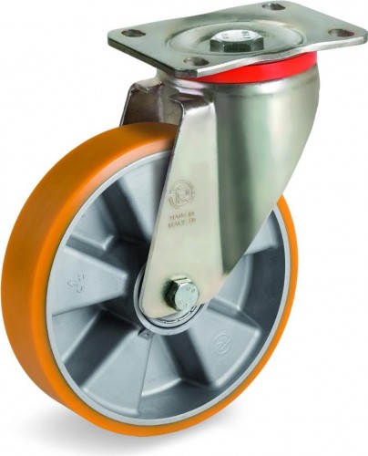 Колесо из алюминия/полиуретан TELLURE ROTA 657603 серия 65, d-125 мм, поворотное (100х85) 8007554033104