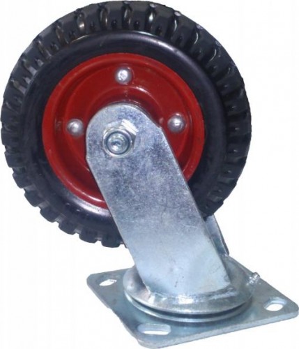 Колесо из литой резины MFK-TORG SC80Л200 поворотное красный диск 200 мм