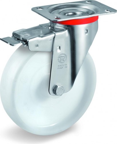 Колесо из полиамида TELLURE ROTA 686802 серия 68, d-100 мм, поворотное с тормоз. (100х85) 8007554038611