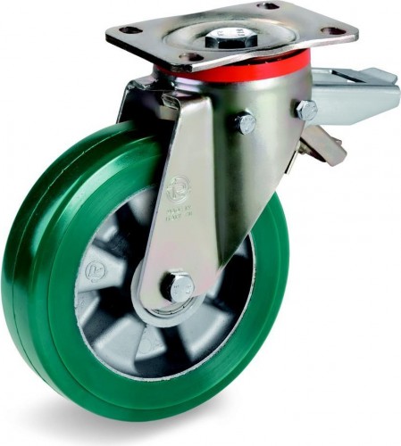 Колесо из полиуретана TELLURE ROTA 627206 серия 62, d-200 мм, поворотное с тормозом 8007554052297