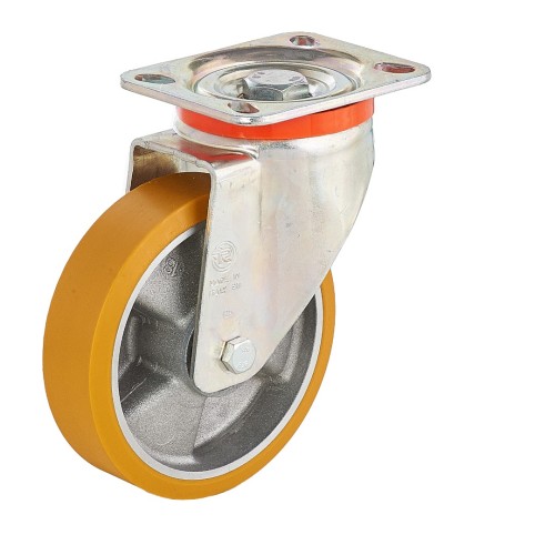 Колесо из полиуретана TELLURE ROTA 627603 d-125/40 мм, алюм/TR-Roll, поворотное, г/п 350 кг 2000000028347