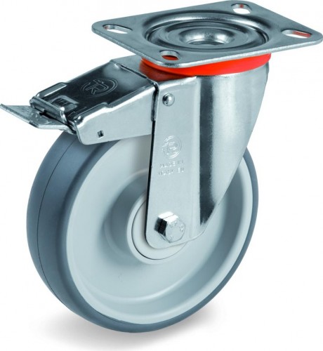 Колесо из термопластической резины TELLURE ROTA 716303 поворотная с тормозом, D-125