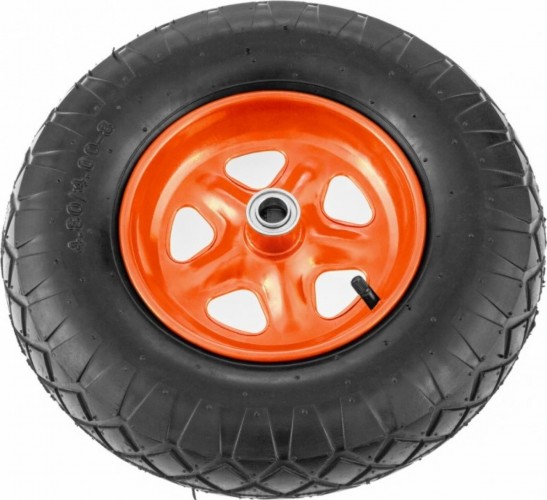 Колесо пневматическое для тачки PALISAD Звезда 4,80/4,00-8 (380мм, d20мм, длина оси 80мм) 689575