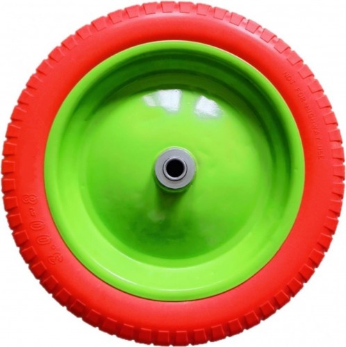 Колесо полиуретановое для тачки СИБРТЕХ 3.00-8 (длина оси 90мм, подшипник 16мм) 689755