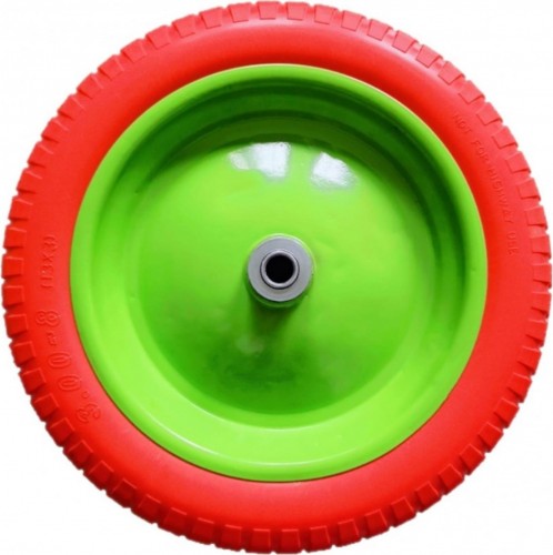 Колесо полиуретановое для тачки СИБРТЕХ 3.00-8 (длина оси 80мм, подшипник 20мм) 689795