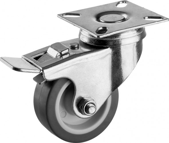 Колесо поворотное с тормозом ЗУБР «ПРОФЕССИОНАЛ» из термопл.рез. с полипроп.диском D-50 30946-50-B 30946-50-B