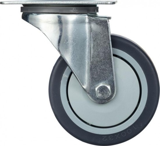 Колесо промышленное СТЕЛЛА-ТЕХНИК N48100TPR поворотное, 100мм, 100кг, термопласт. серая резина - изображение 2