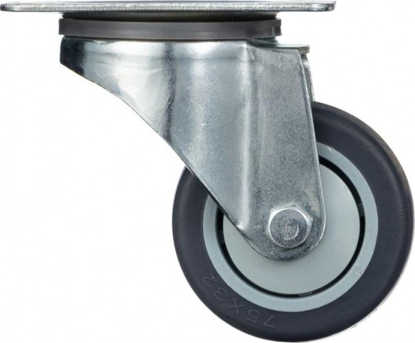 Колесо промышленное СТЕЛЛА-ТЕХНИК N48075TPR поворотное, 75мм, 70кг, термопласт. серая резина, - изображение 2